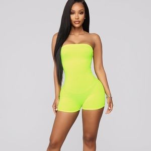 Fashion Nova Buenos Aires Romper - Neon Green